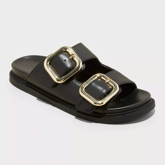 Target NEW Women's Collin Double Buckle Sandals Universal Thread Size 7.5 Black - Picture 1 of 4